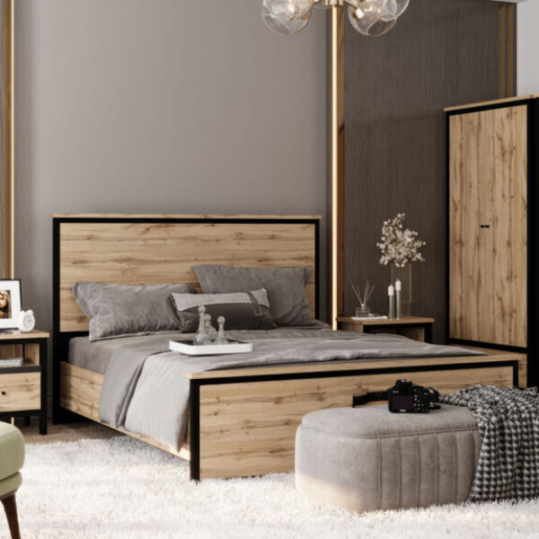 Chos system: Bed (bedframe) LOZ160 (Tahoe oak/Black)