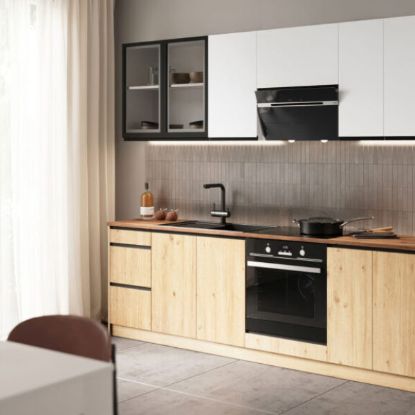 Kitchen TINA set 240cm (White (top)/ Royal oak (down))